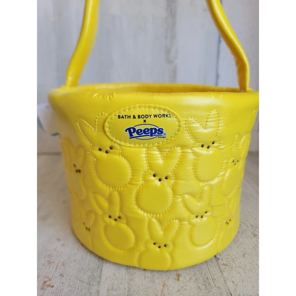 Bath body works peeps NEW quilted fabric Easter basket yellow bunny home